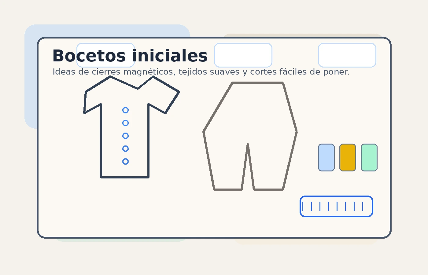 Bocetos iniciales de ropa adaptativa